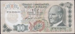 6.Emisyon 1.Tertip 100 Lira B70 315632 Çok Temiz