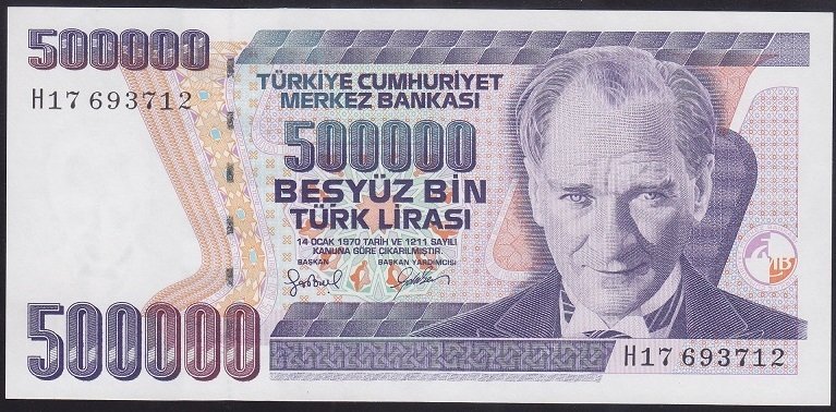 7.EMİSYON 4.TERTİP 500000 LİRA H17 693712 ÇİL