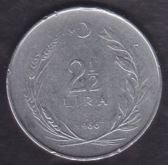 1966 Yılı 2.5 Lira Temiz (Düz)