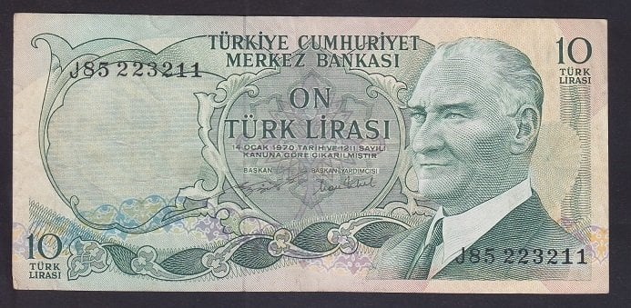 6.EMİSYON 2.TERTİP 10 LİRA J85 223211 ÇOK TEMİZ