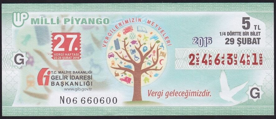 2016 29 Şubat Çeyrek Bilet - G Serisi