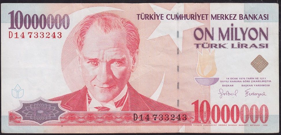 7.Emisyon 10 000 000 Lira D14 733243 Çok Temiz