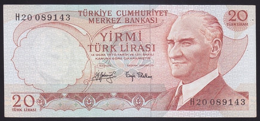 6.EMİSYON 3.TERTİP 20 LİRA H20 089143 ÇOK ÇOK TEMİZ +