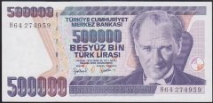 7.EMİSYON 4.TERTİP 500000 LİRA H64 274959 ÇİLALTI ÇİL eski para değerleri