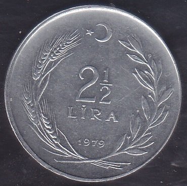 1979 Yılı 2.5 Lira Çok Çok Temiz (Ters)