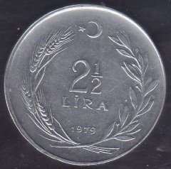 1979 Yılı 2.5 Lira Çok Çok Temiz (Ters)