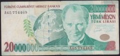 7.EMİSYON 20 000 000 LİRA A65 774469 TEMİZ