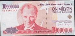7.Emisyon 10.000.000 Lira E13 685287 Çok Temiz+