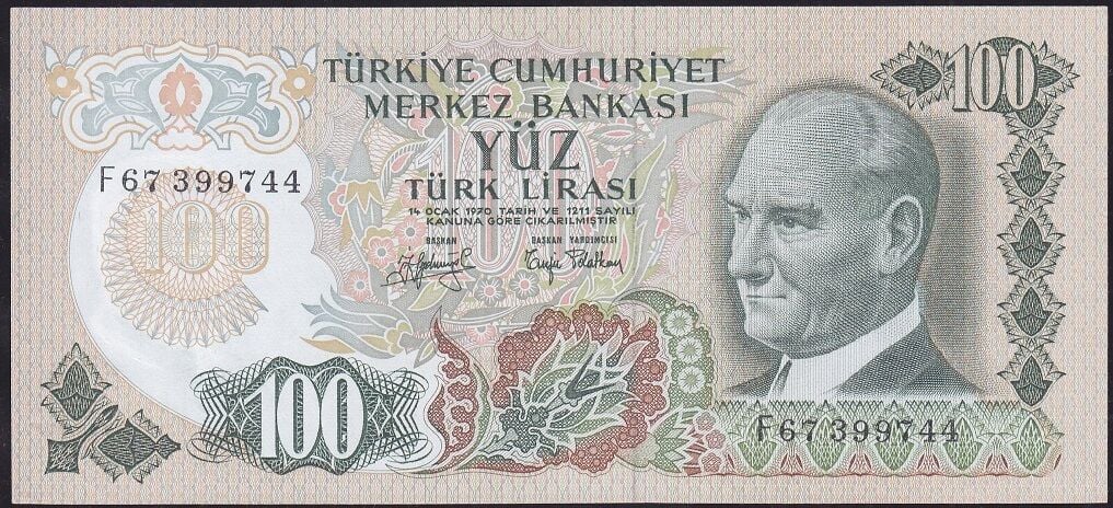 6.Emisyon 2.Tertip 100 Lira F67 399744 Çilaltı