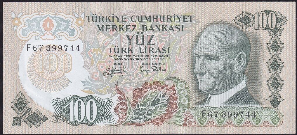 6.Emisyon 2.Tertip 100 Lira F67 399744 Çilaltı