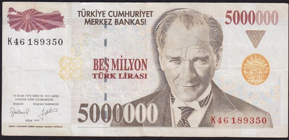 7.Emisyon 5 000 000 Lira K46 189350 Çok Temiz+
