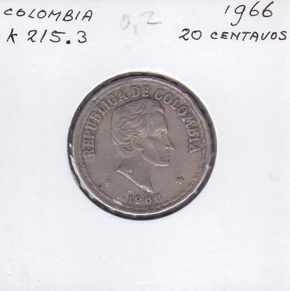 Kolombiya 20 Centavos 1966