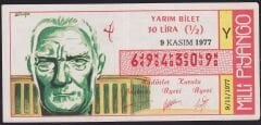 1977 9 Kasım Yarım Bilet - Y Serisi