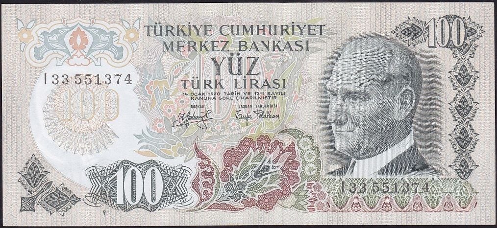 6.Emisyon 2.Tertip 100 Lira I33 551374 Çil
