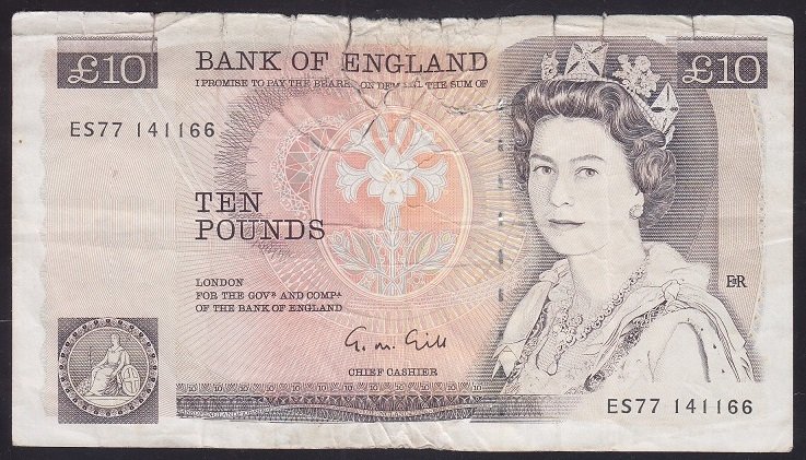 İNGİLTERE 10 POUND 1975 - 1992 YORGUN HALİYLE