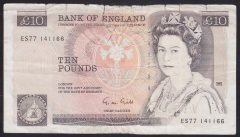 İNGİLTERE 10 POUND 1975 - 1992 YORGUN HALİYLE