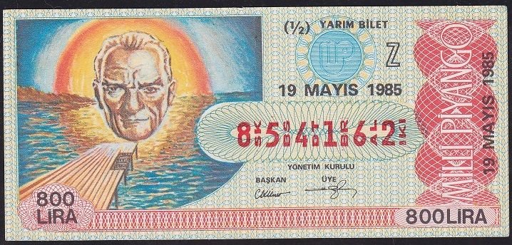 1985 19 Mayıs Yarım Bilet - Z Serisi