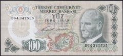6.Emisyon 1.Tertip 100 Lira B64 347525 Çok Temiz+