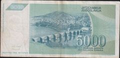 Yugoslavya 5000 Dinar 1992 Çok Temiz+