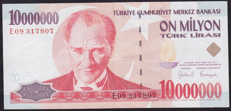 7.Emisyon 10.000.000 Lira E09 317807 Çok Temiz+