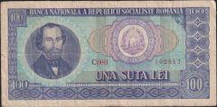 Romanya 100 Leu 1966 Çok Temiz