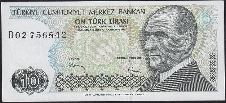 7.Emisyon 2.Tertip 10 Lira D02 756842 Çilaltı Çil