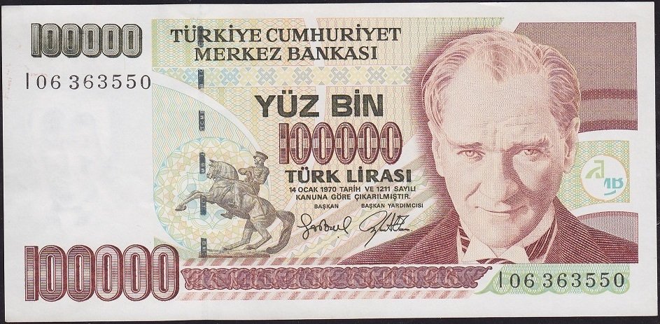 7.Emisyon 3.Tertip 100000 Lira I06 363550 Çilaltı Çil