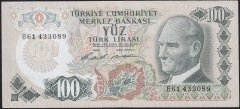 6.Emisyon 1.Tertip 100 Lira B61 433089 Çok Temiz+