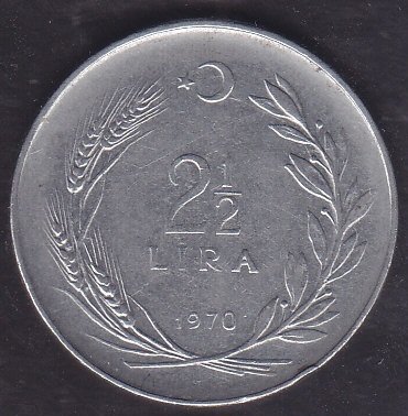 1970 Yılı 2.5 Lira Çok Temiz (Düz)