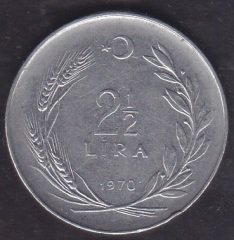 1970 Yılı 2.5 Lira Çok Temiz (Düz)