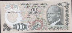 6.Emisyon 3.Tertip 100 Lira J40 063535 Çok Temiz +