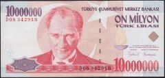 7.Emisyon 10 000 000 Lira D08 342918 Çok Çok Temiz+