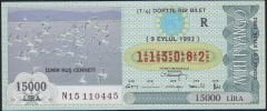1992 9 Eylül Çeyrek Bilet - R Serisi