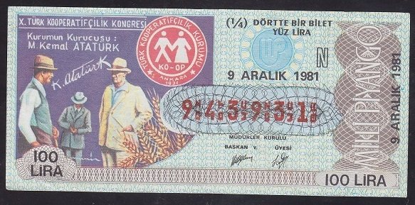 1981 9 ARALIK ÇEYREK BİLET - N SERİSİ