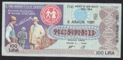 1981 9 ARALIK ÇEYREK BİLET - N SERİSİ