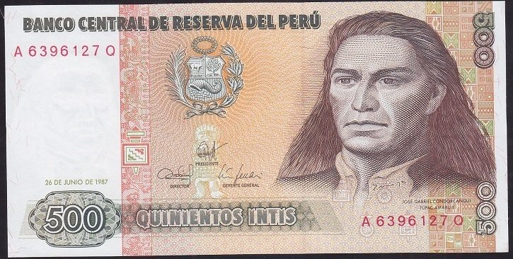 Peru 500 İntis 1987 Çil Pick 134b