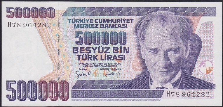 7.EMİSYON 4.TERTİP 500000 LİRA H78 964282 ÇİL