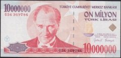 7.EMİSYON 10 000 000 LİRA G56 369786 ÇOK TEMİZ +