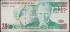 7.EMİSYON 20 000 000 LİRA B01 254639 ÇOK TEMİZ
