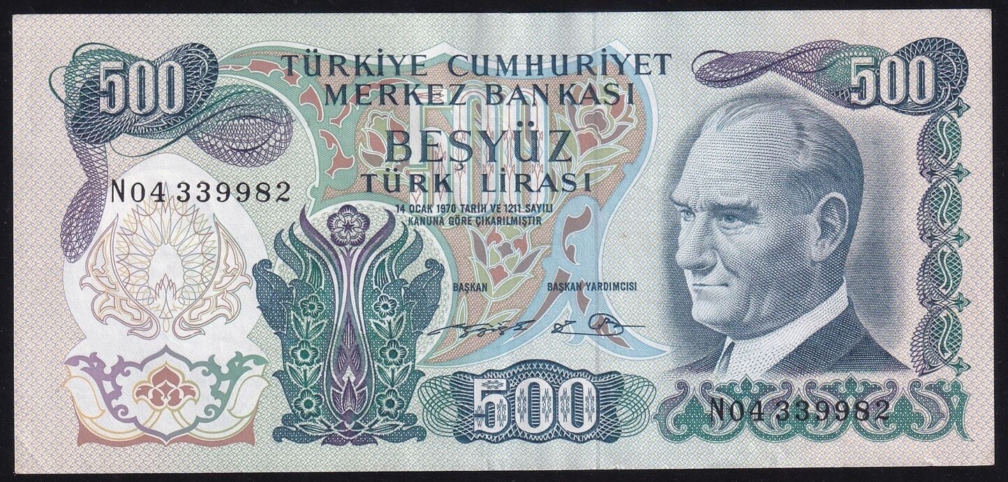 6.Emisyon 2.Tertip 500 Lira N04 339982 Ççt Çilaltı