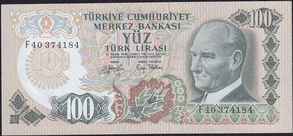 6.Emisyon 2.Tertip 100 Lira F40 374184 Çilaltı