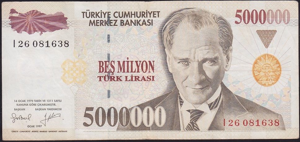 7.Emisyon 5 000 000 Lira I26 081638 Çok Temiz+