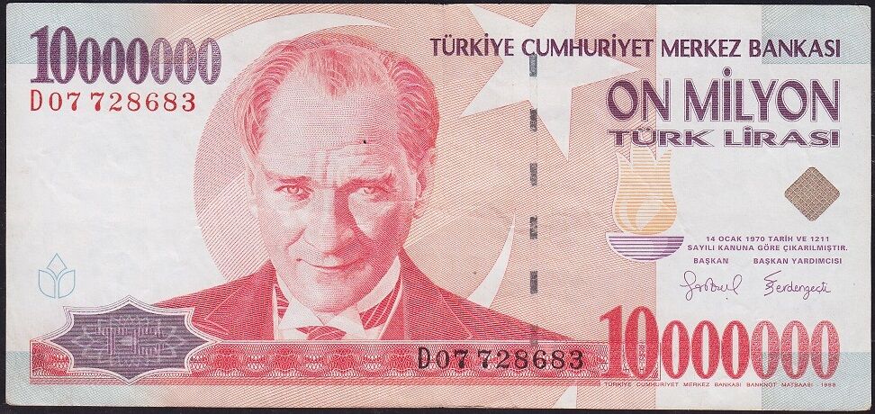 7.Emisyon 10 000 000 Lira D07 728683 Çok Temiz