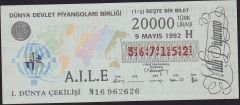1992 9 Mayıs Beşte Bir Bilet - H Serisi