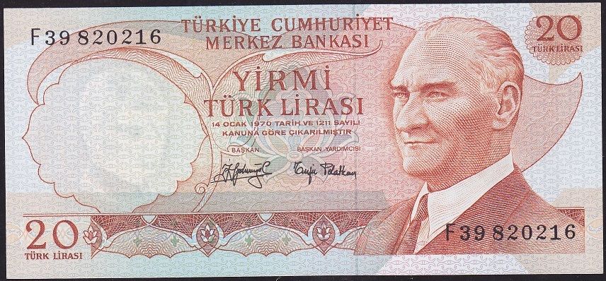 6.Emisyon 3.Tertip 20 Lira F39 820216 Çilaltı Çil