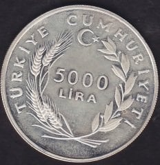 1985 Yılı 5000 Lira Turgut Reis'in 500. Doğum Yılı Gümüş