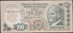 6.Emisyon 1.Tertip 100 Lira B49 272262 Çok Temiz