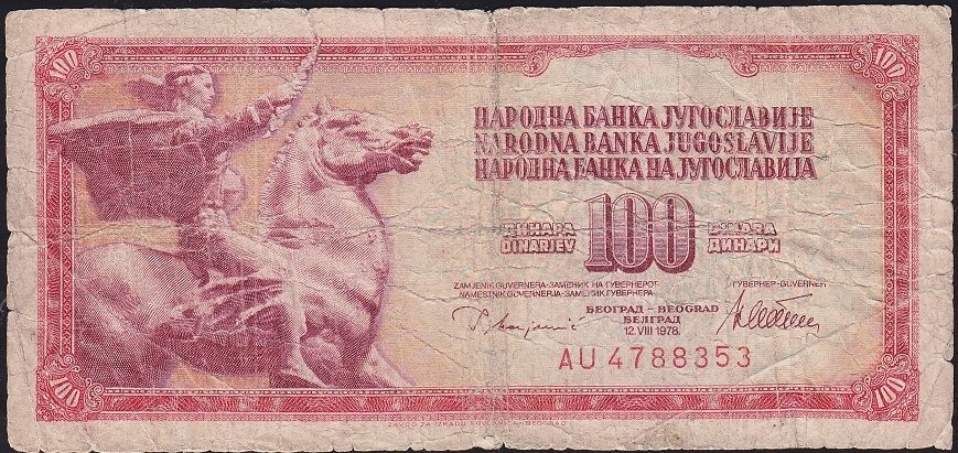 Yugoslavya 100 Dinar 1978 Haliyle
