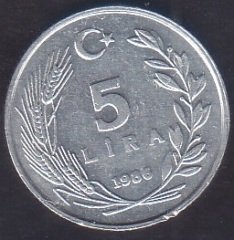 1986 Yılı 5 Lira Çilaltı Çil