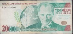 7.EMİSYON 20 000 000 LİRA B06 305504 ÇOK TEMİZ